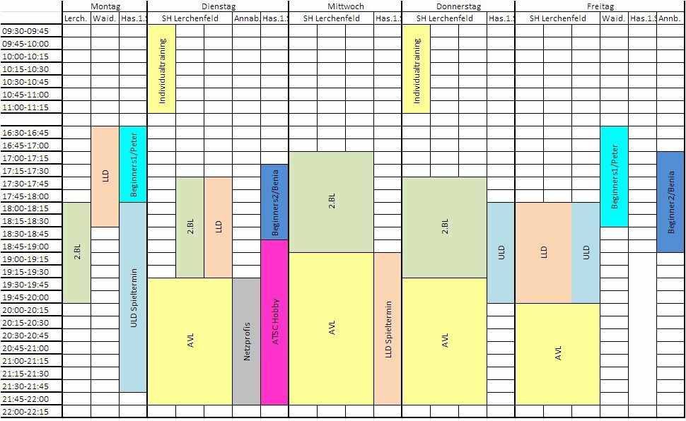 Trainingszeiten 2012-2013